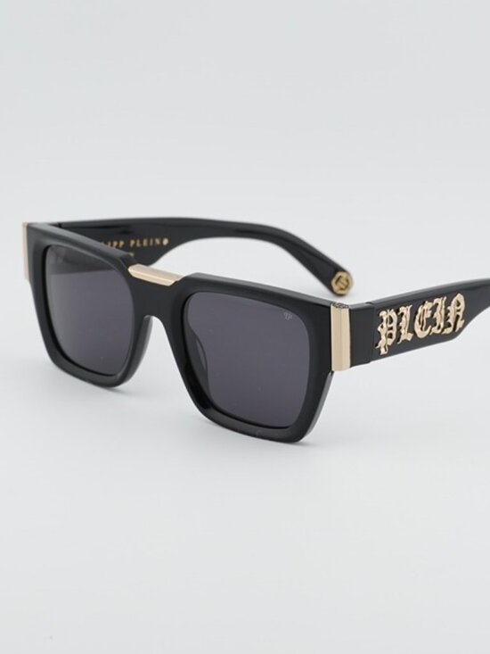 Philipp Plein SPP095M 0700 Sunglasses Black Square Frame, Grey Lenses
